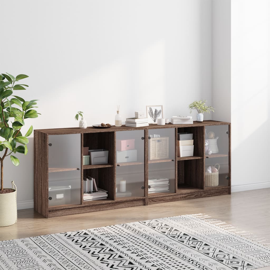 Boekenkast met deuren 204x37x75 cm hout eikenkleurig