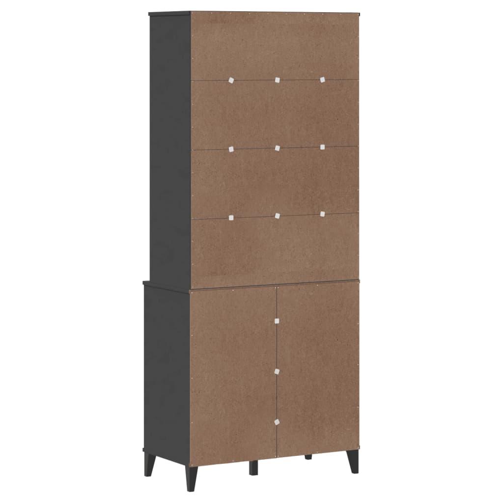 Hoge kast VIKEN 80x40x190 cm massief grenenhout antracietgrijs