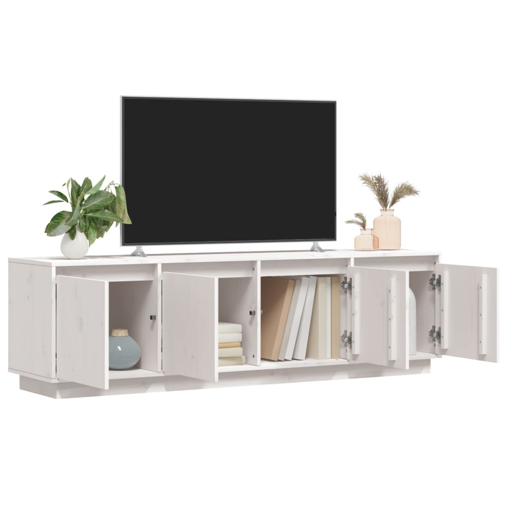 Tv-meubel 156x37x45 cm massief grenenhout wit