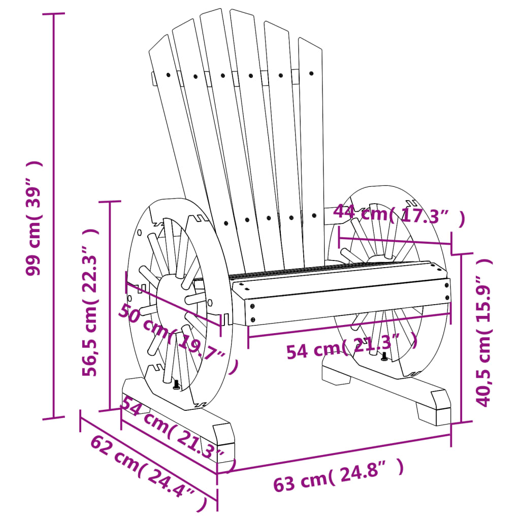 Tuinstoelen 2 st Adirondack massief vurenhout