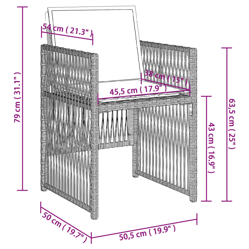 Tuinstoelen 4 st met kussens poly rattan lichtgrijs