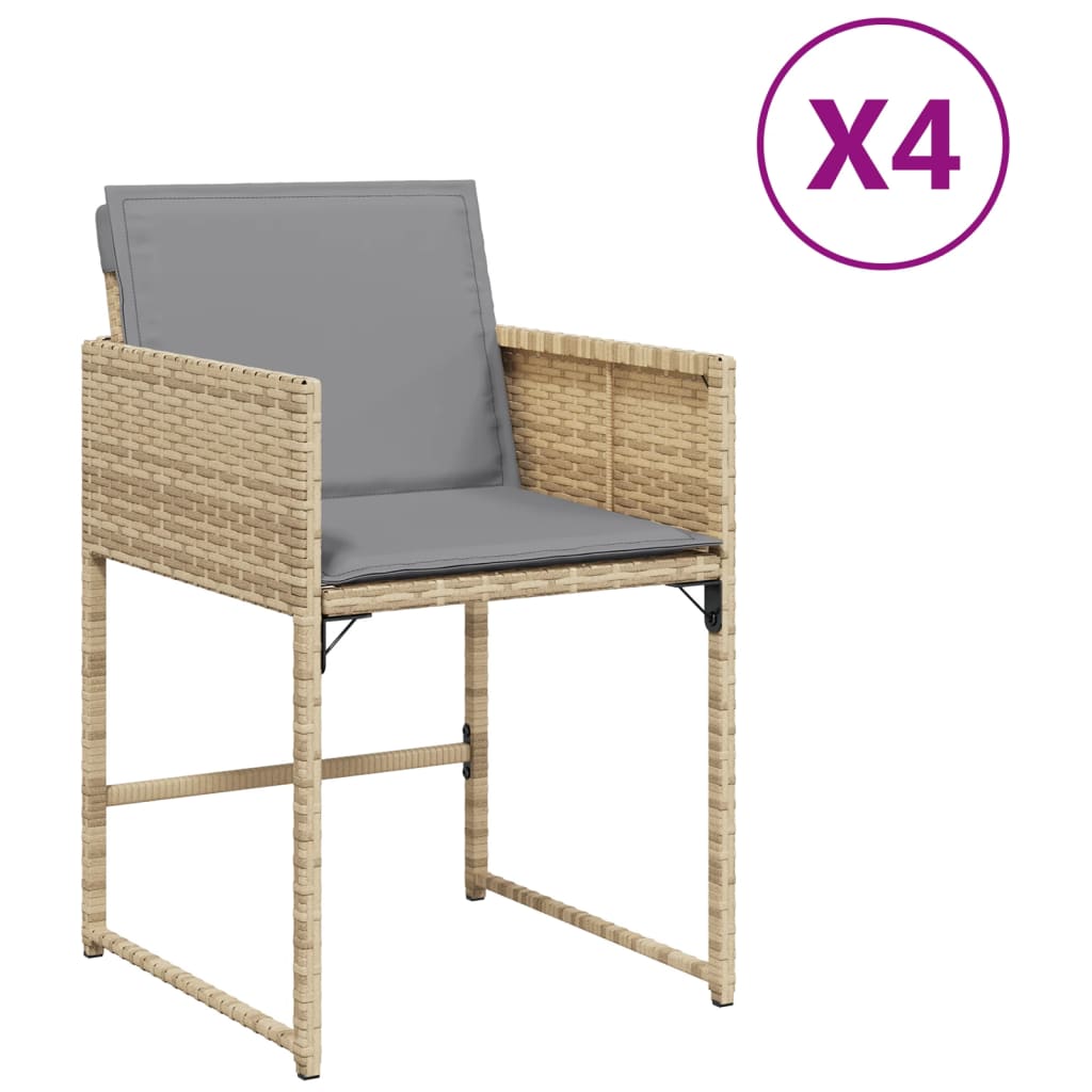 Tuinstoelen 4 st met kussens poly rattan