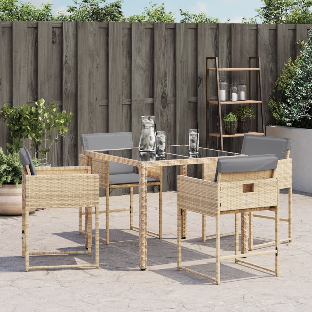 Tuinstoelen 4 st met kussens poly rattan