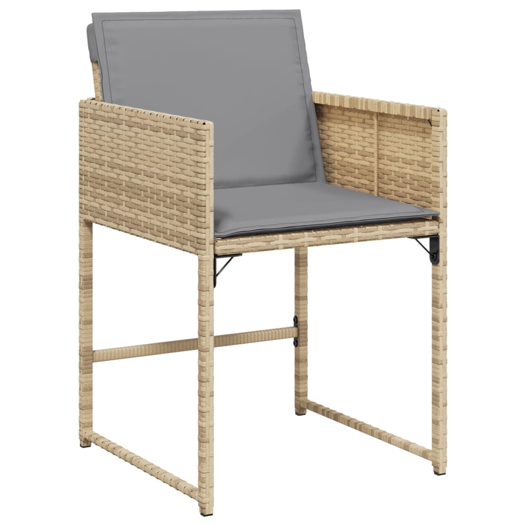 Tuinstoelen 4 st met kussens poly rattan