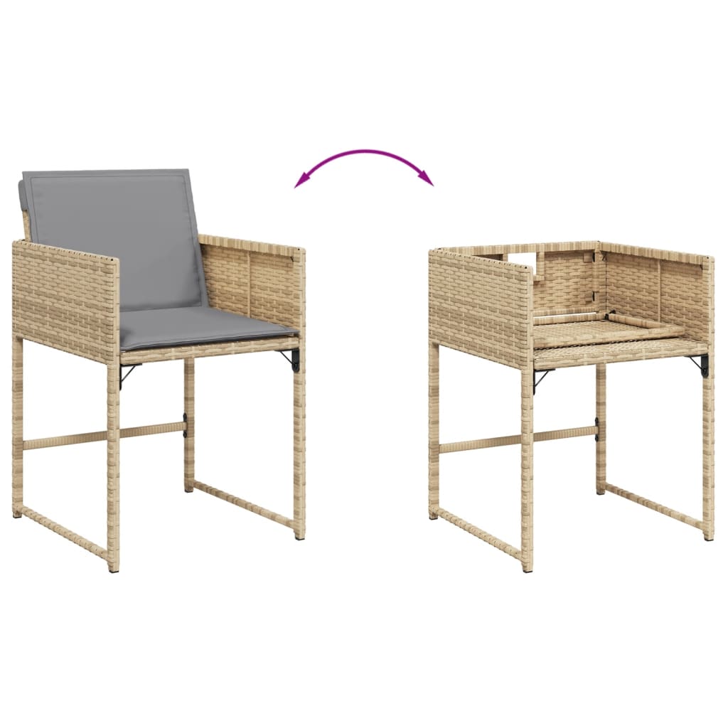 Tuinstoelen 4 st met kussens poly rattan