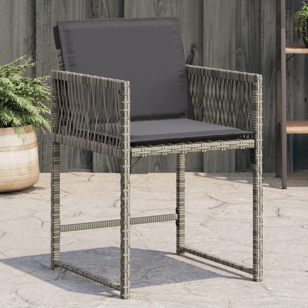 Tuinstoelen 4 st met kussens poly rattan