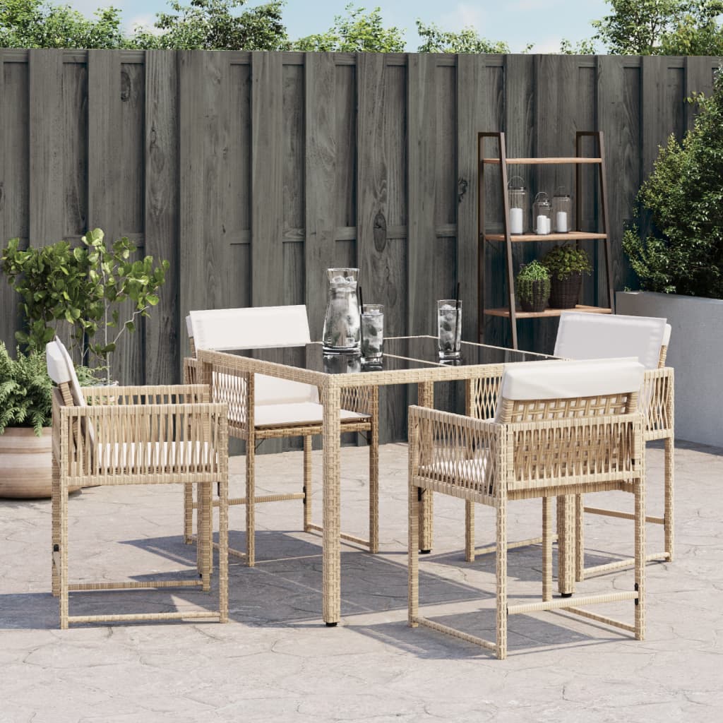 Tuinstoelen 4 st met kussens poly rattan