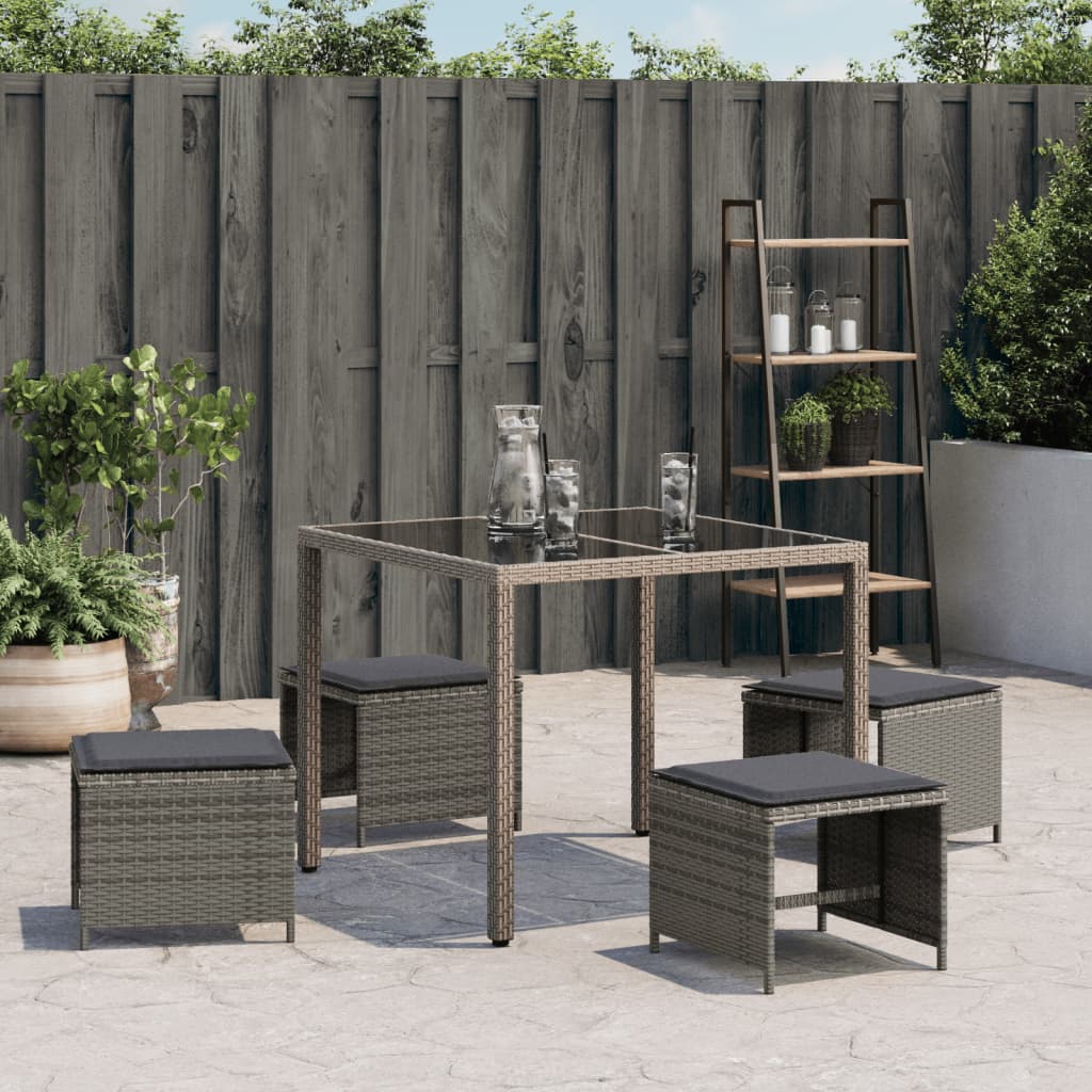 Tuinkrukken 4 st met kussens 41x41x36 cm poly rattan