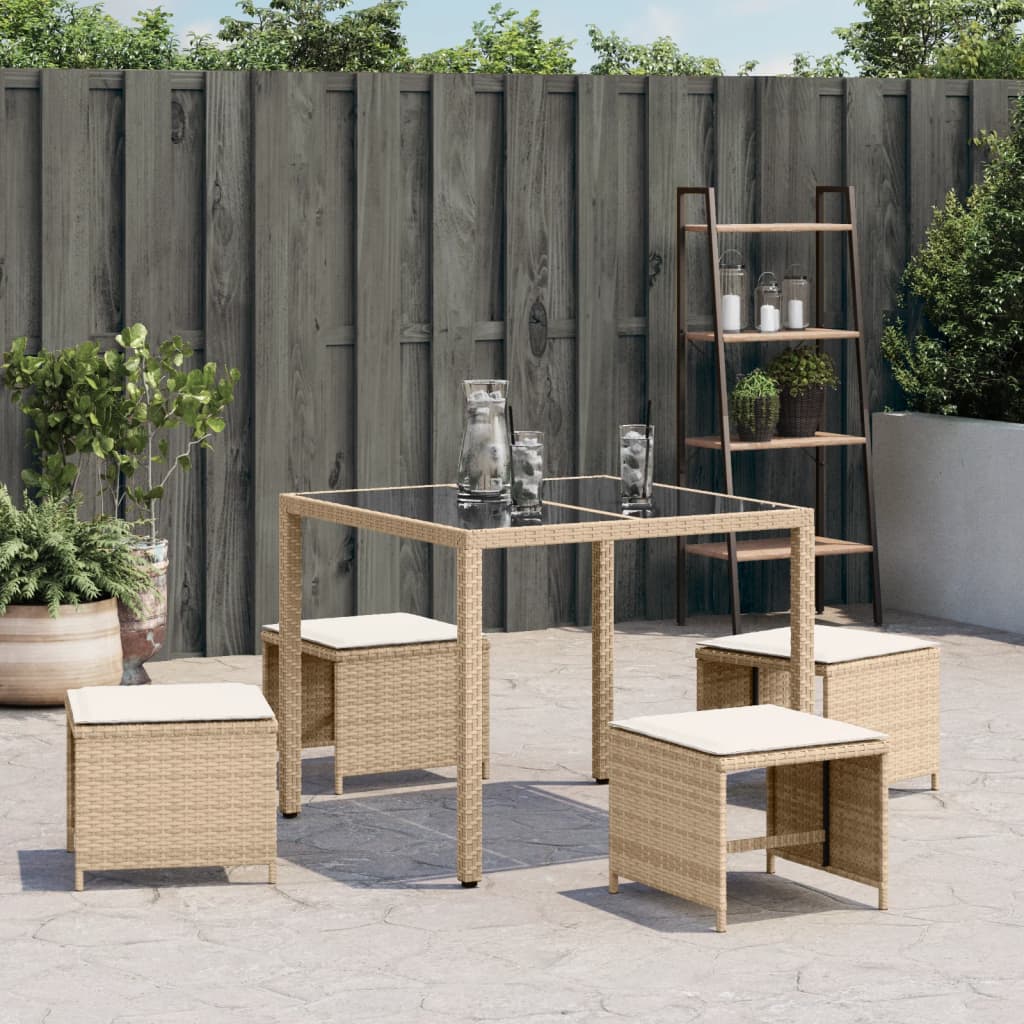 Tuinkrukken 4 st met kussens 41x41x36 cm poly rattan