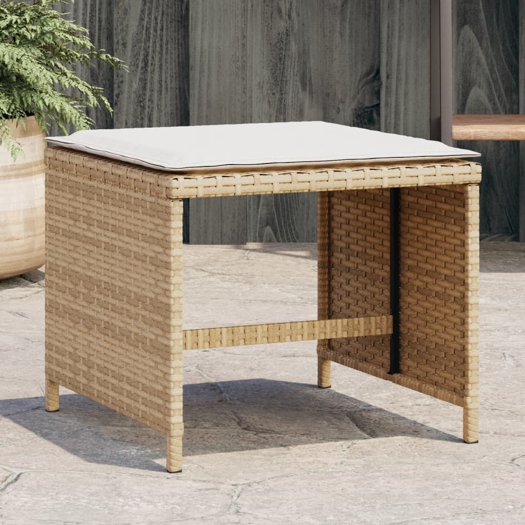 Tuinkrukken 4 st met kussens 41x41x36 cm poly rattan