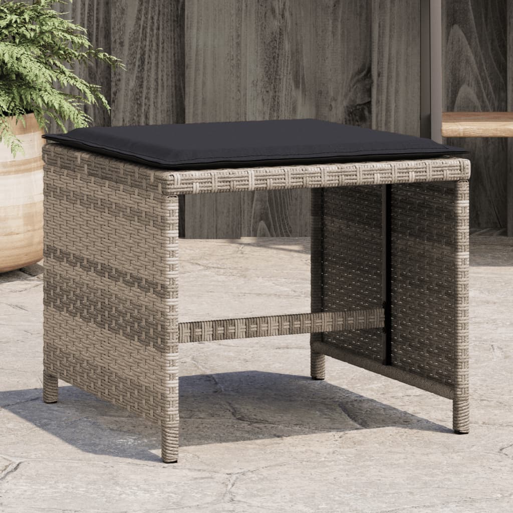 Tuinkrukken 4 st met kussens 41x41x36 cm poly rattan