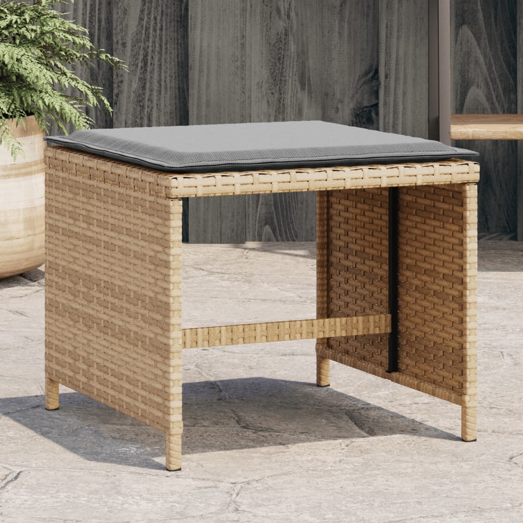 Tuinkrukken 4 st met kussens 41x41x36 cm poly rattan