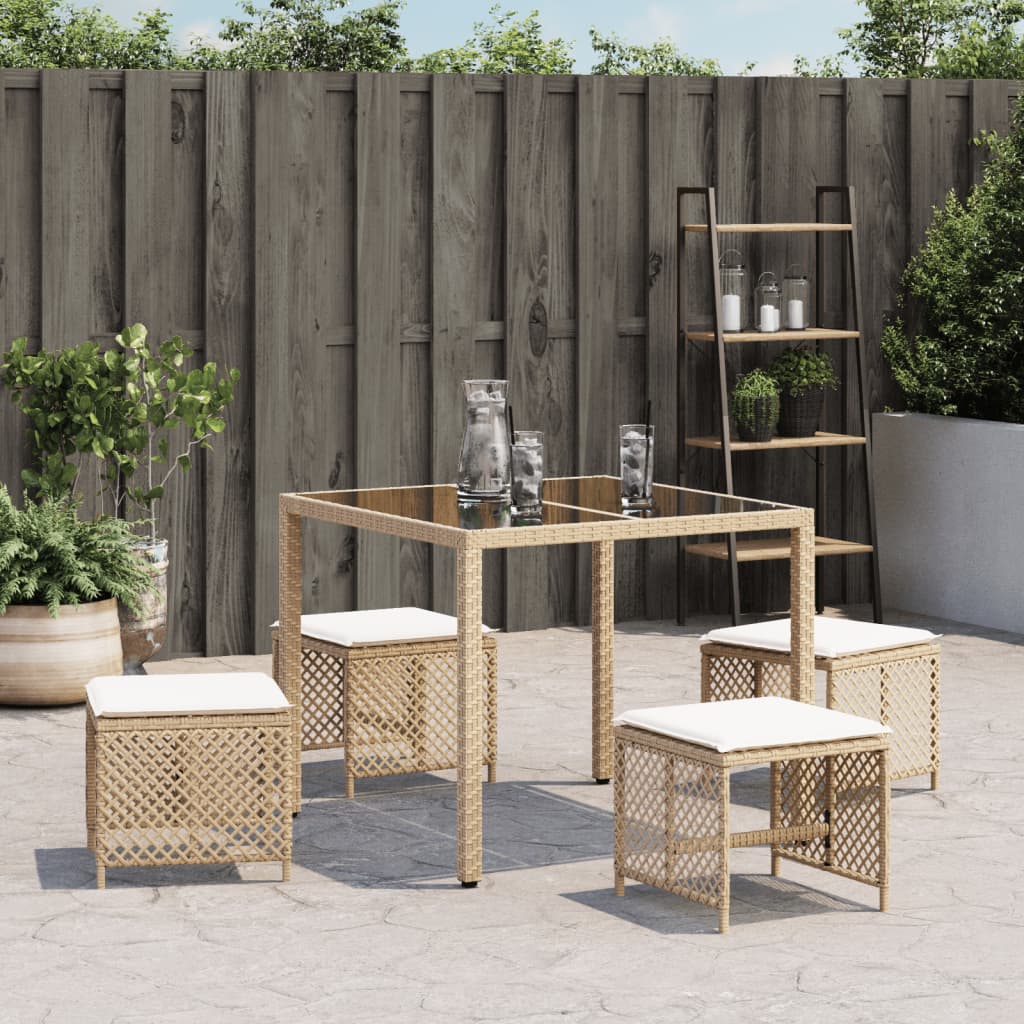 Tuinkrukken 4 st met kussens 41x41x36 cm poly rattan