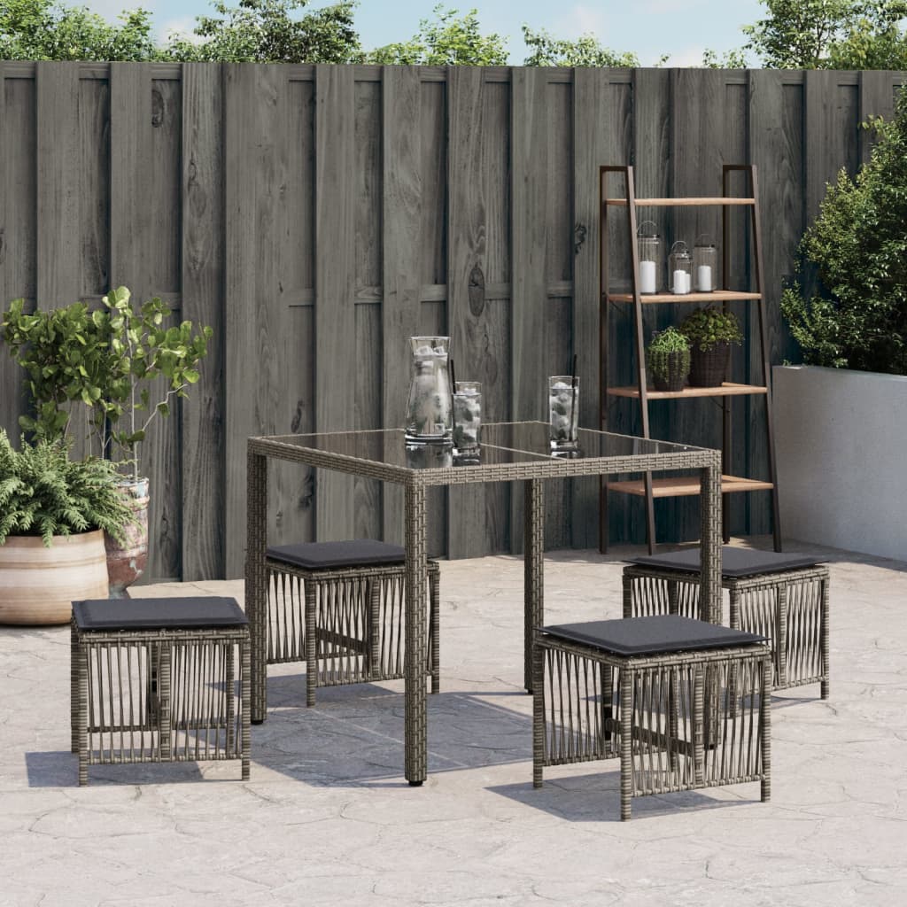 Tuinkrukken 4 st met kussens 41x41x36 cm poly rattan