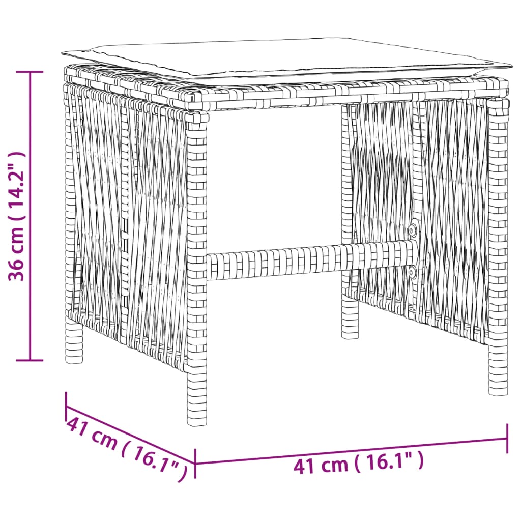 Tuinkrukken 4 st met kussens 41x41x36 cm poly rattan