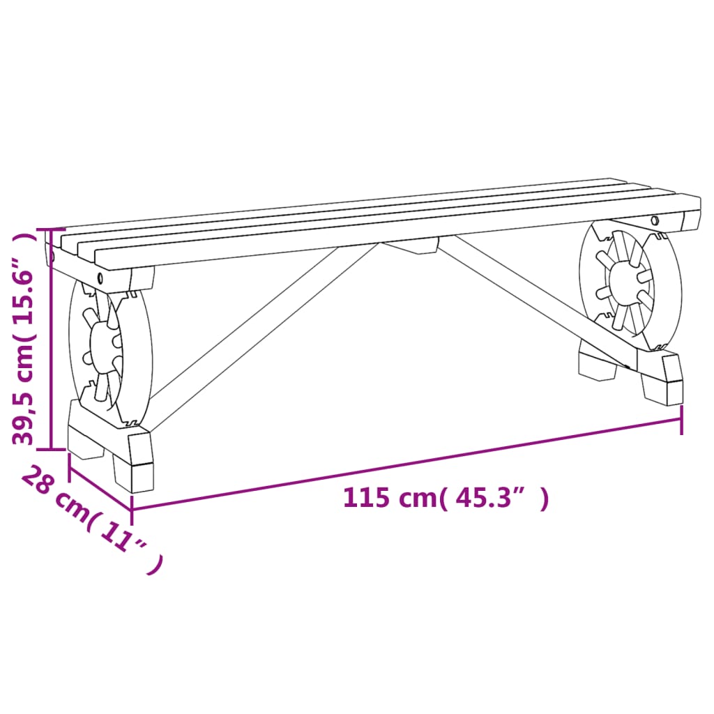 Tuinvoetenbank 40x36,5x38,5 cm massief vurenhout