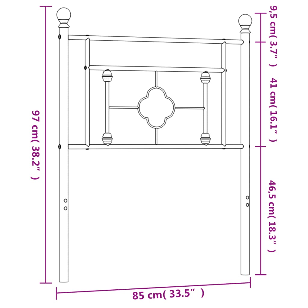 Hoofdbord 107 cm metaal