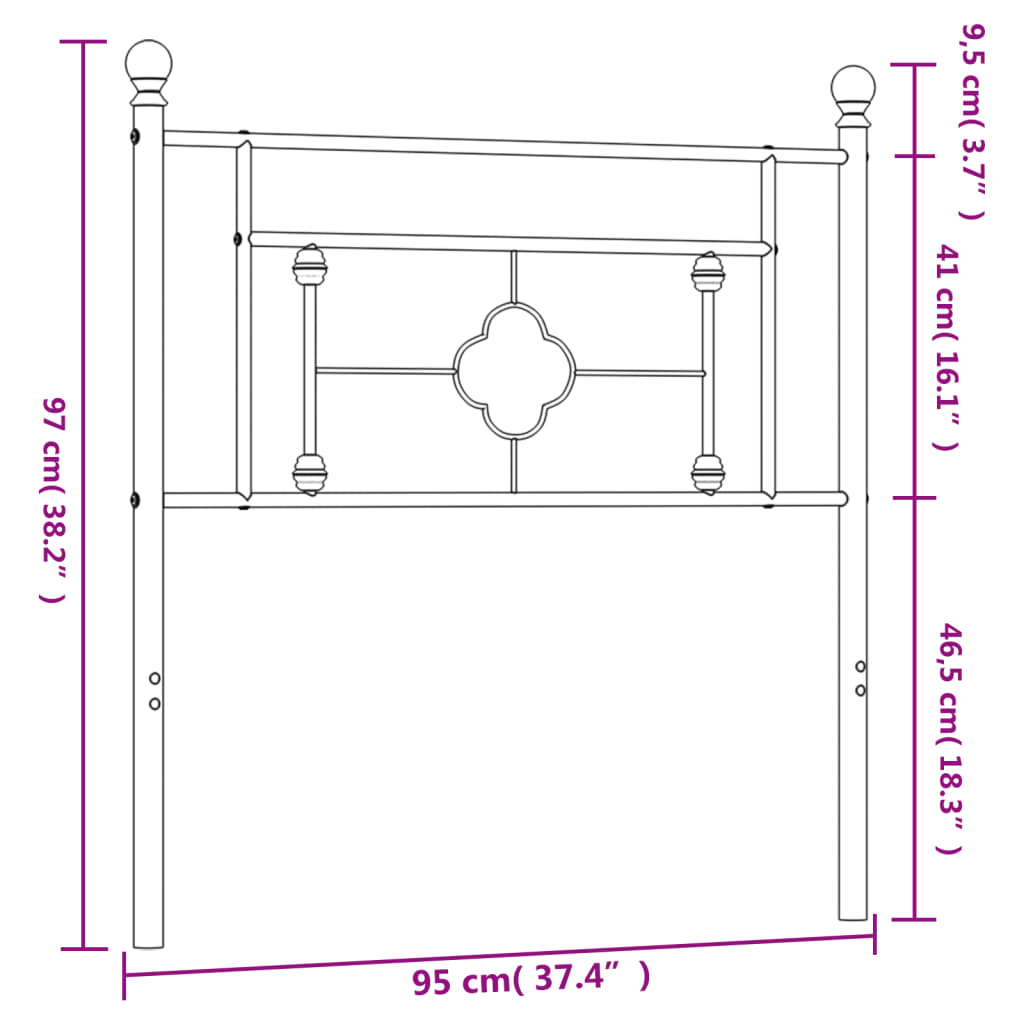 Hoofdbord 107 cm metaal