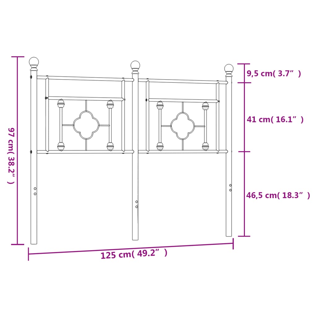 Hoofdbord 107 cm metaal