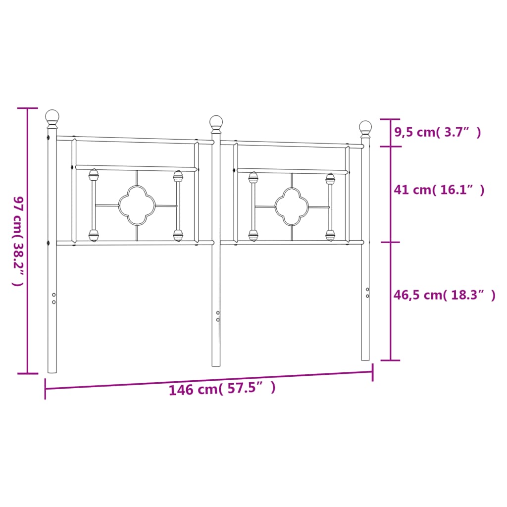 Hoofdbord 107 cm metaal