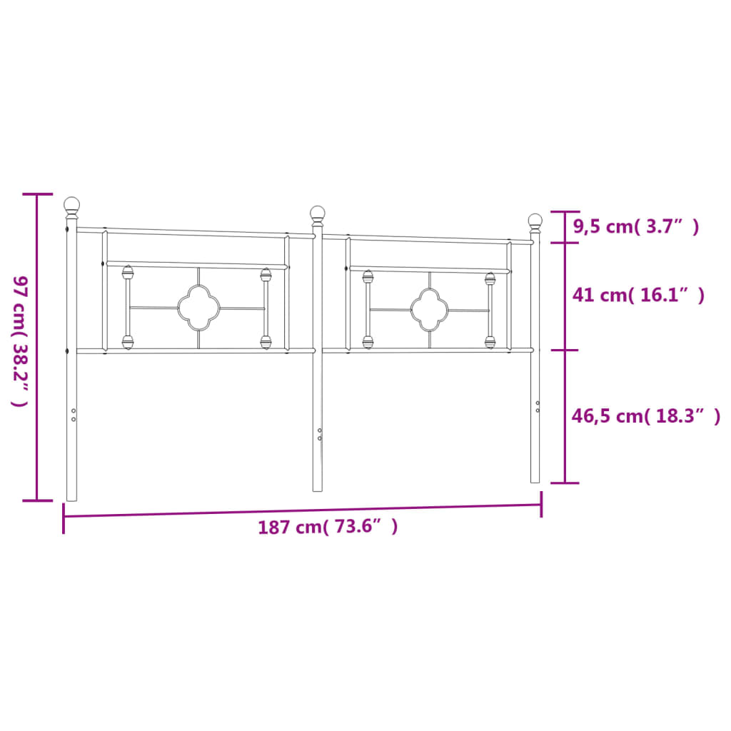 Hoofdbord 107 cm metaal