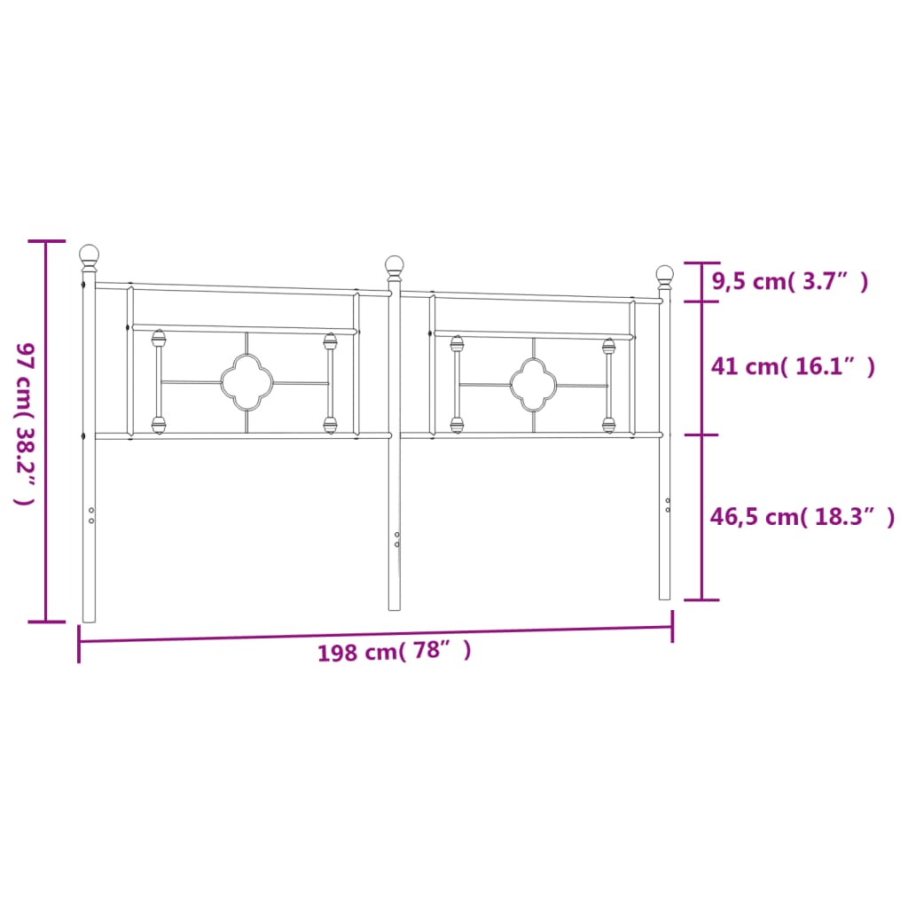 Hoofdbord 107 cm metaal