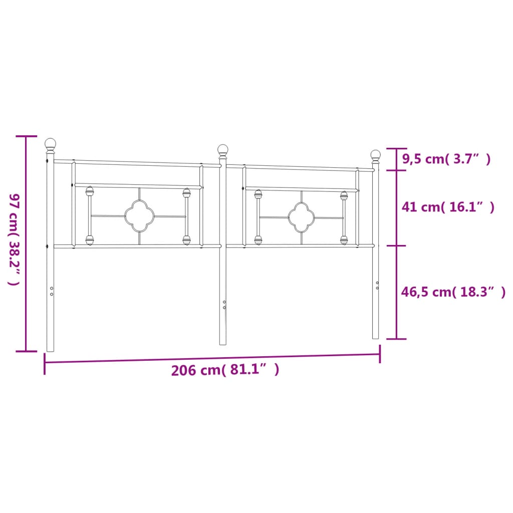 Hoofdbord 107 cm metaal