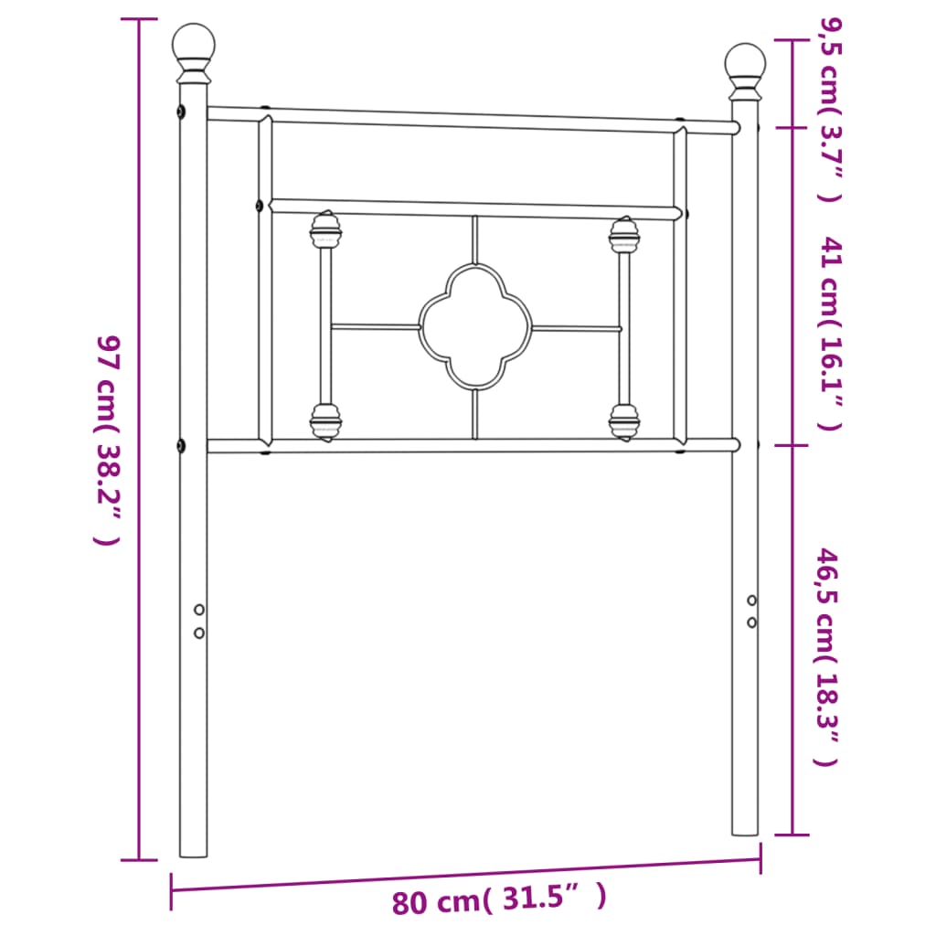 Hoofdbord 107 cm metaal