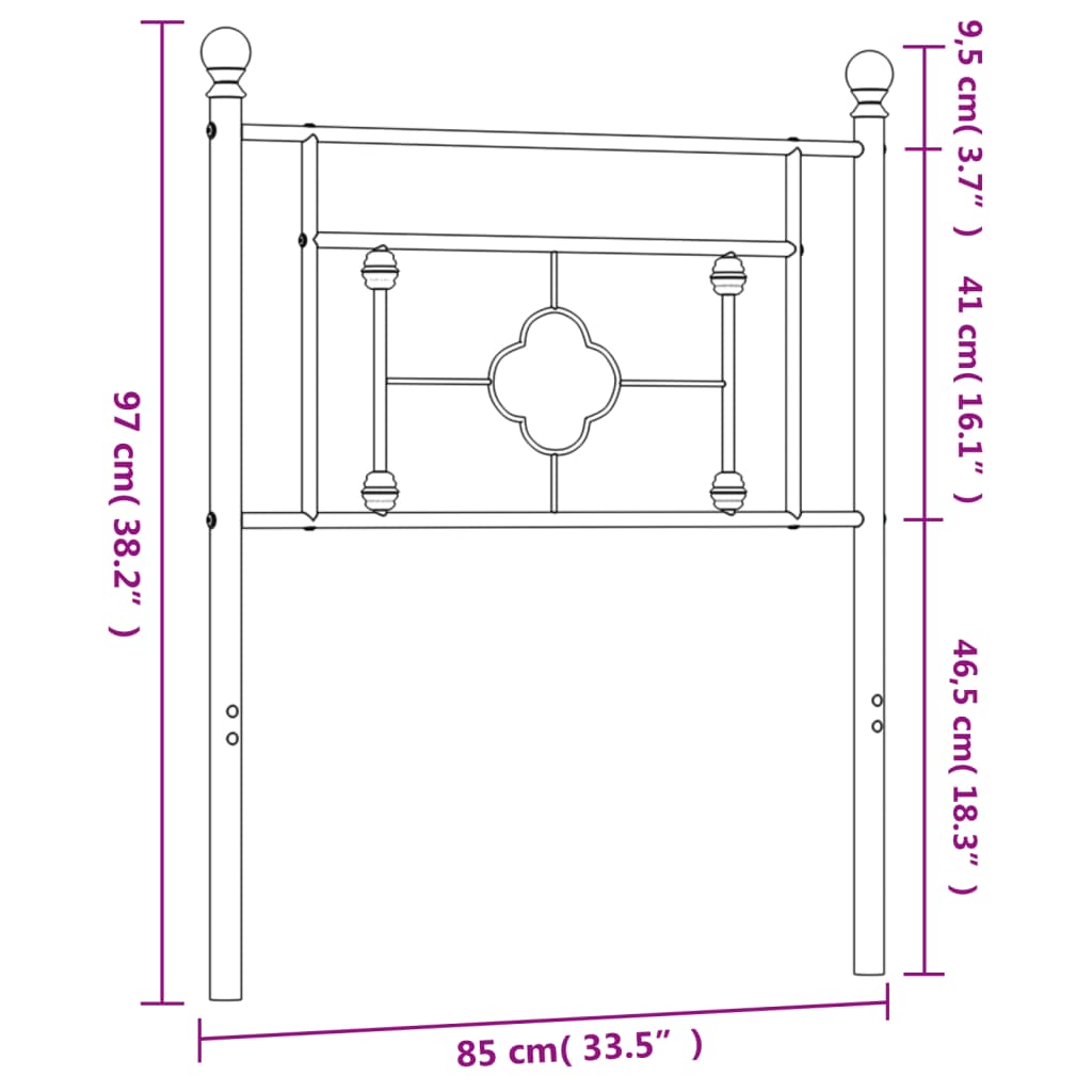 Hoofdbord 107 cm metaal