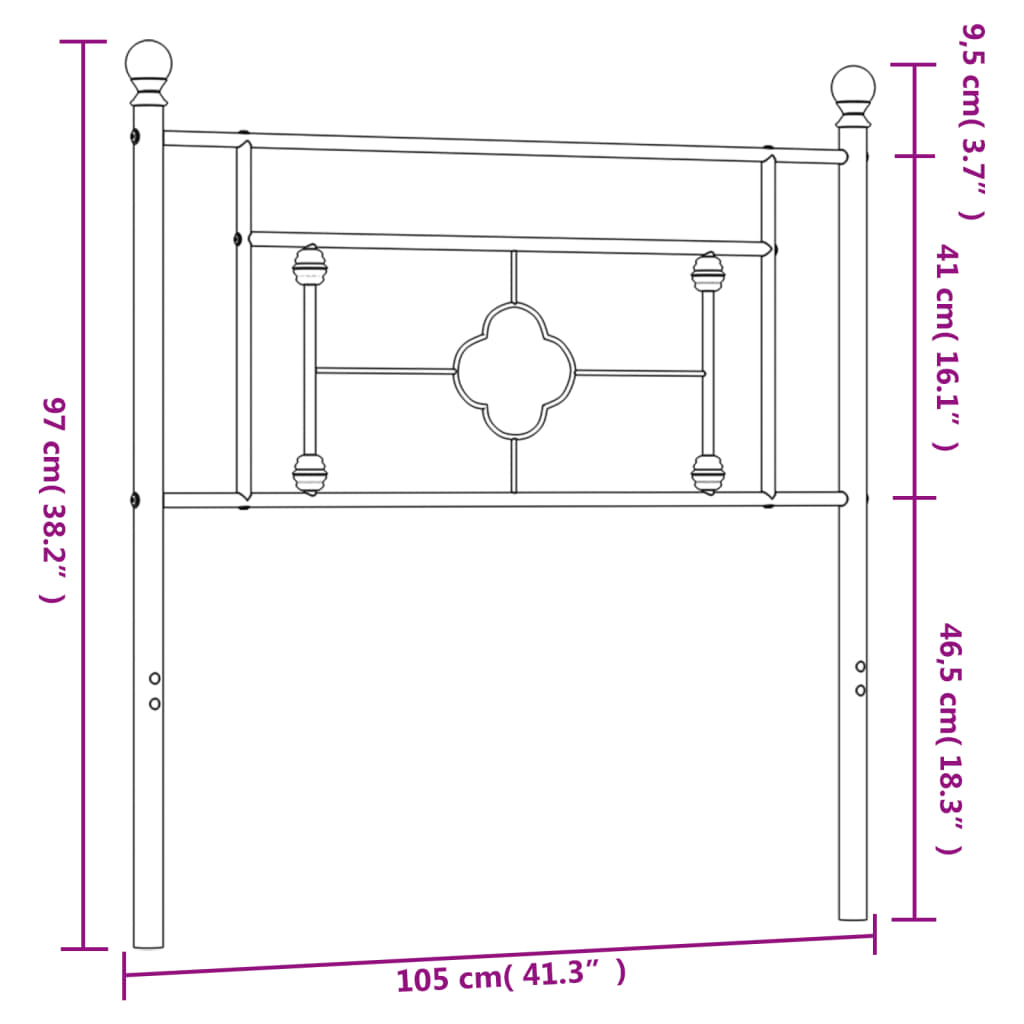 Hoofdbord 107 cm metaal