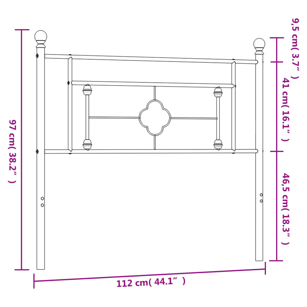 Hoofdbord 107 cm metaal