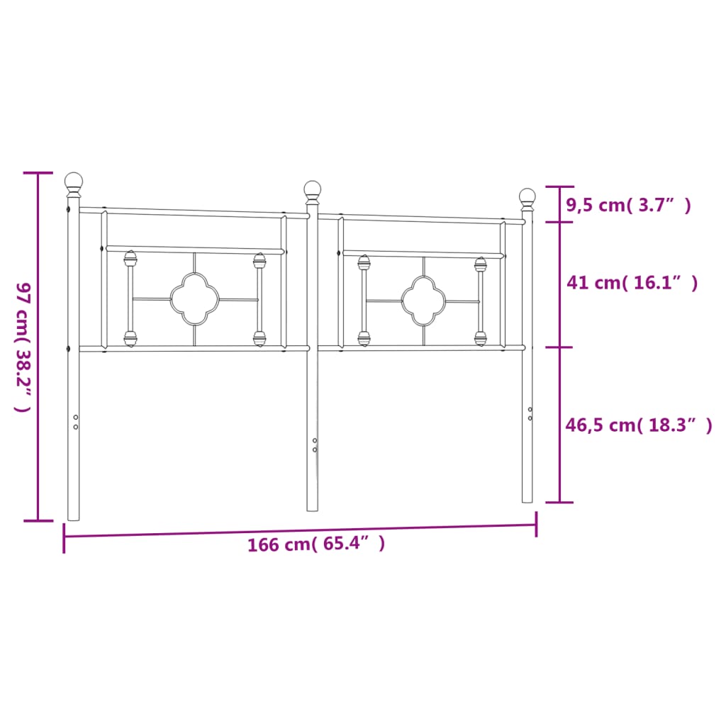 Hoofdbord 120 cm metaal