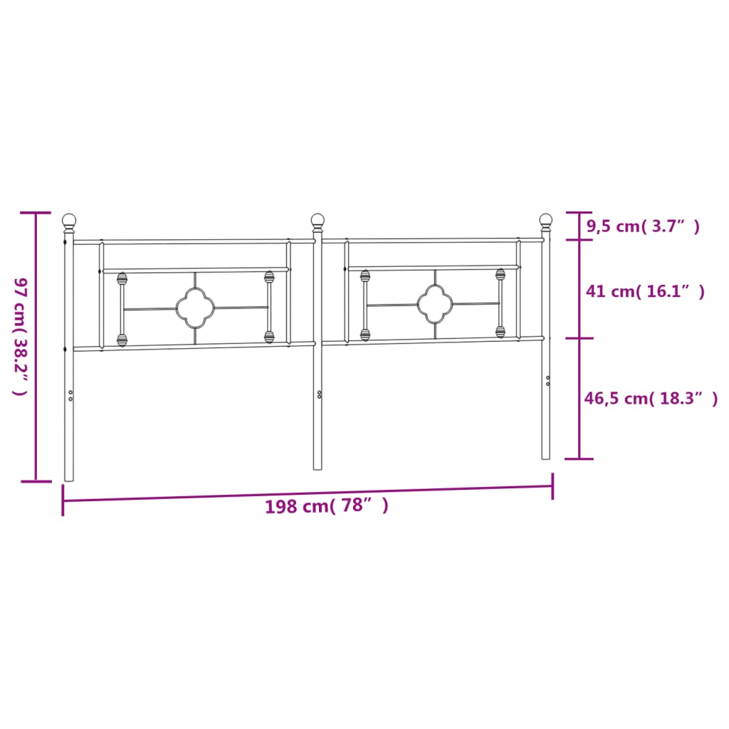 Hoofdbord 120 cm metaal