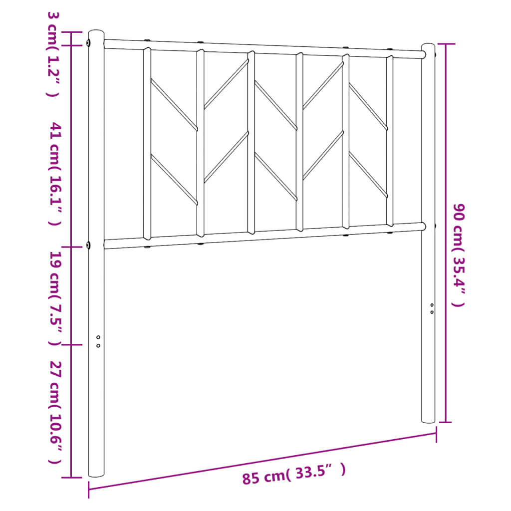 Hoofdbord 120 cm metaal