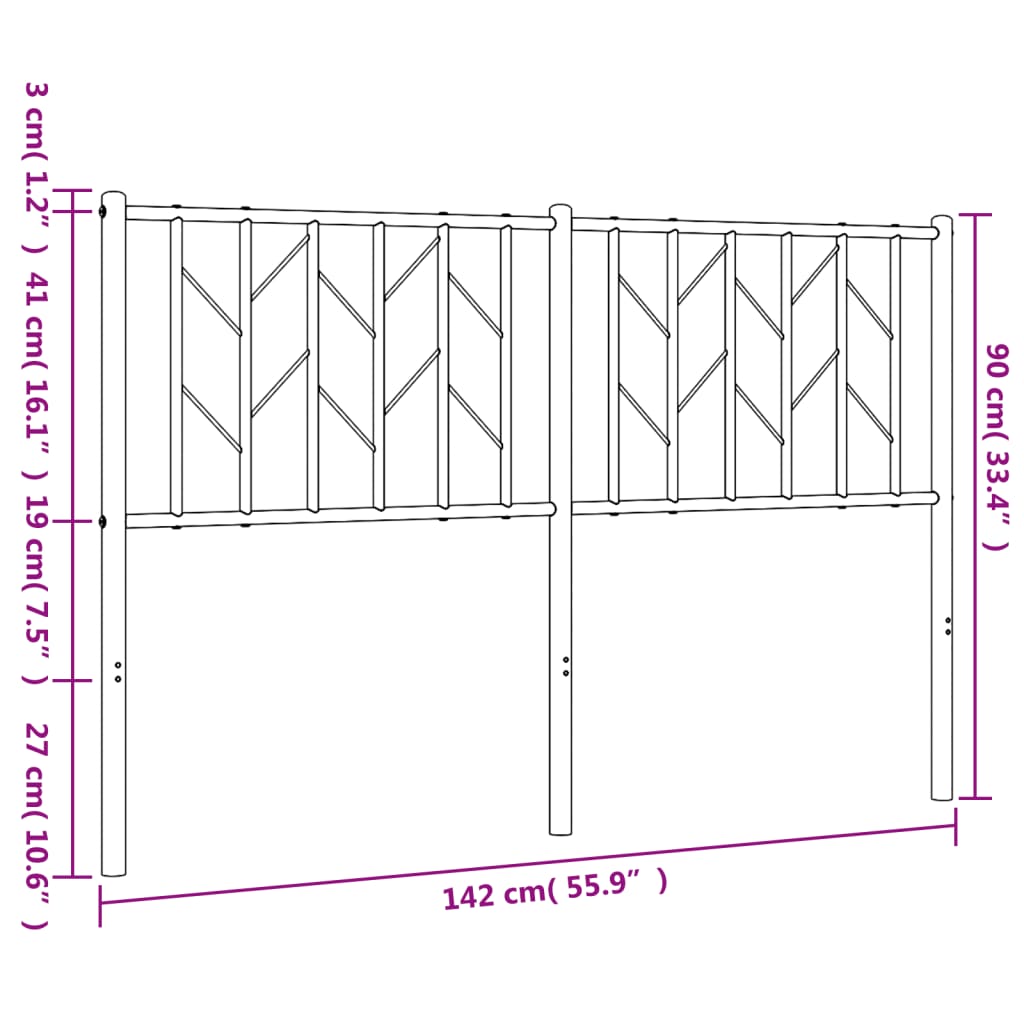 Hoofdbord 120 cm metaal