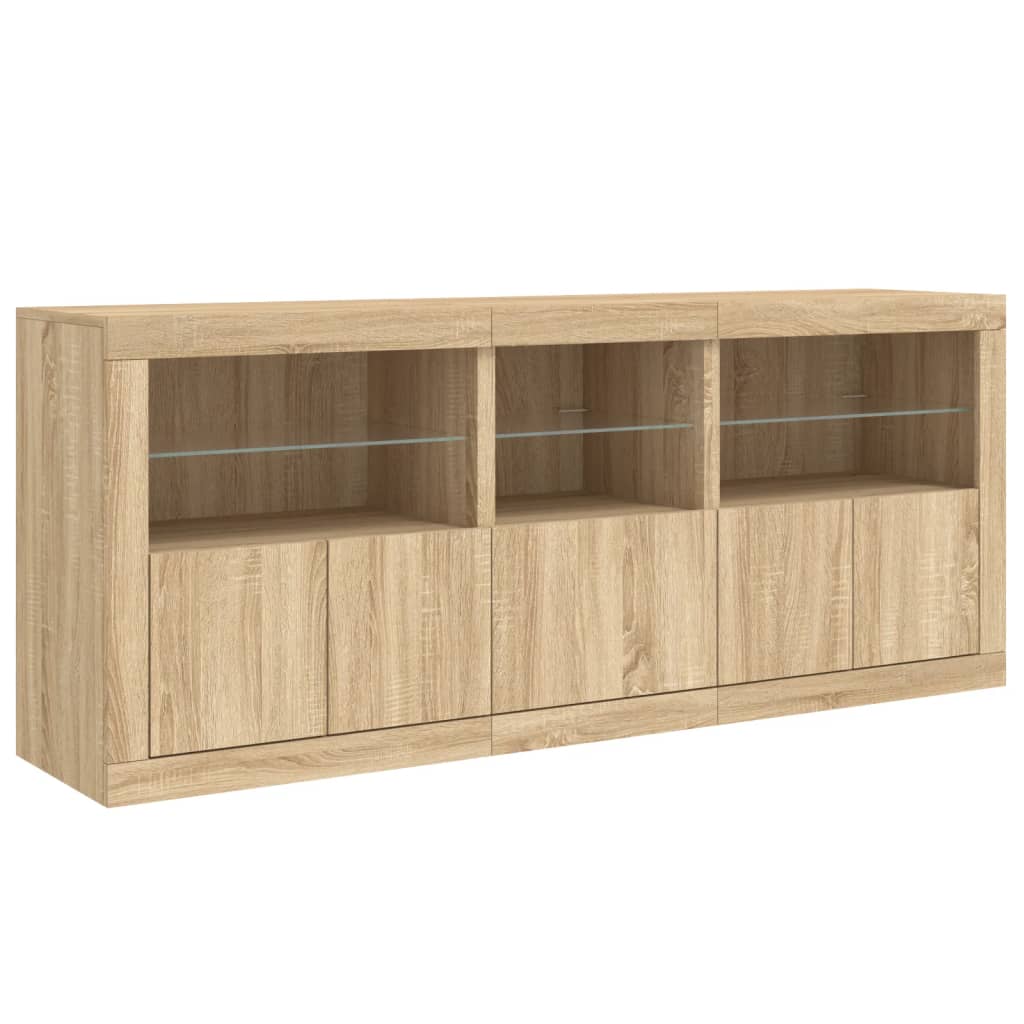 Dressoir met LED-verlichting 162x37x67 cm sonoma eikenkleurig