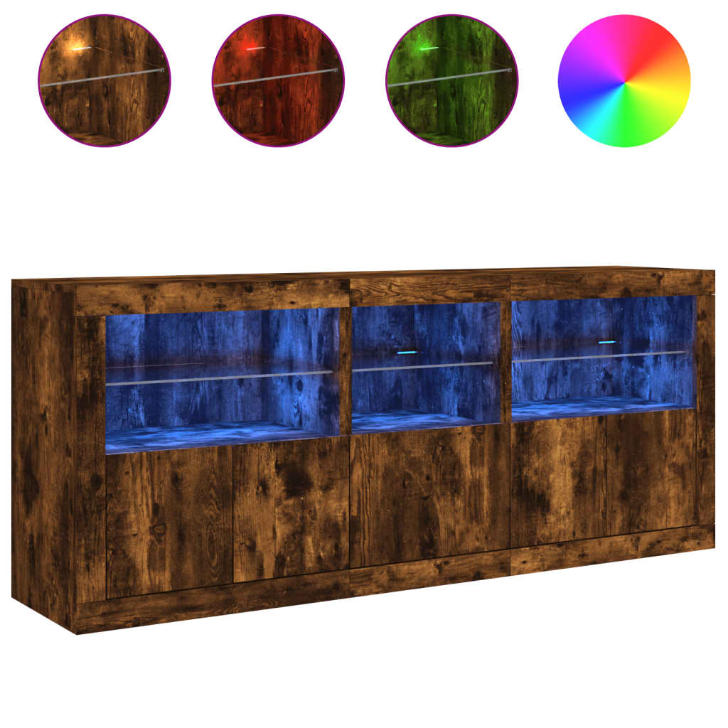 Dressoir met LED-verlichting 162x37x67 cm sonoma eikenkleurig