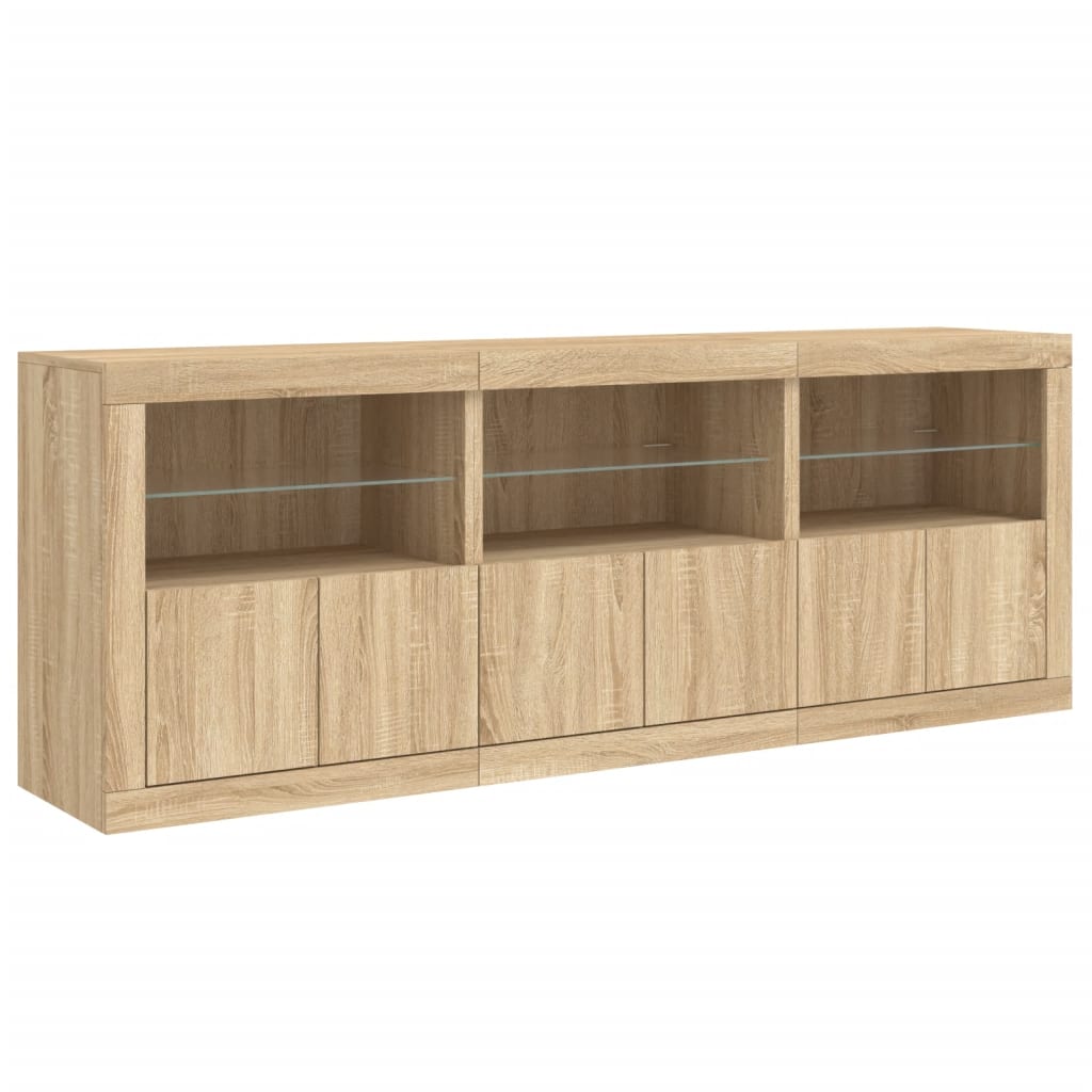 Dressoir met LED-verlichting 181,5x37x67 cm