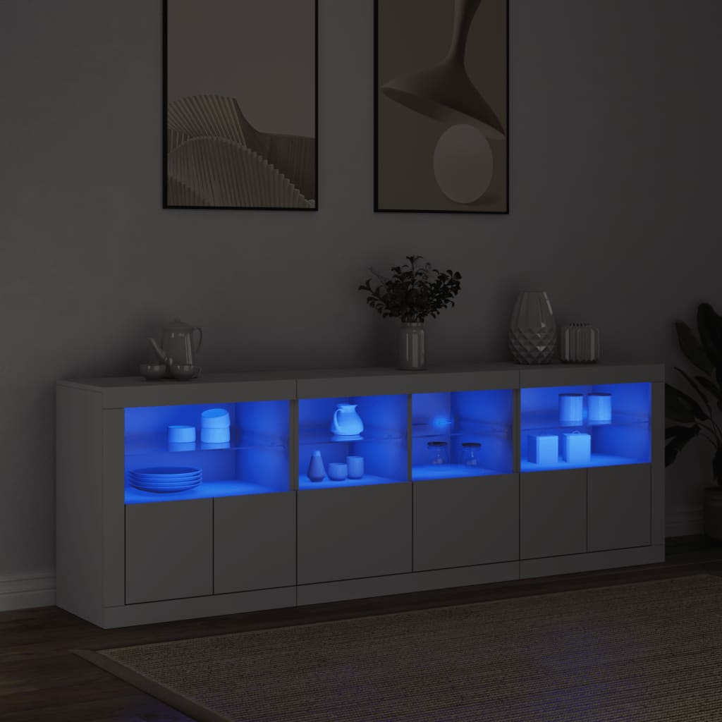 Dressoir met LED-verlichting 202x37x67 cm eikenkleurig