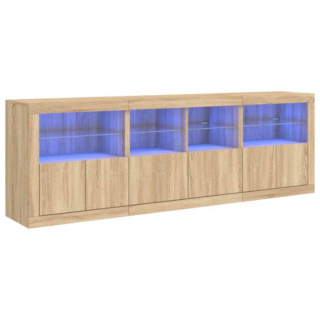 Dressoir met LED-verlichting 202x37x67 cm eikenkleurig