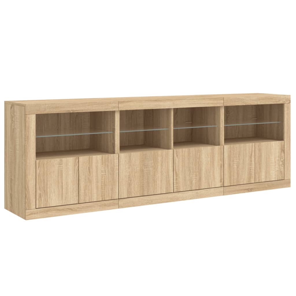 Dressoir met LED-verlichting 202x37x67 cm eikenkleurig