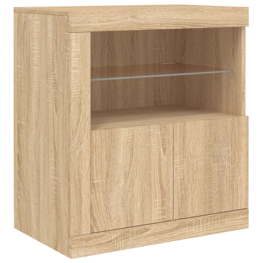 Dressoir met LED-verlichting 202x37x67 cm eikenkleurig