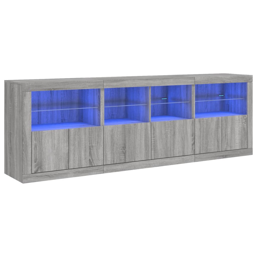 Dressoir met LED-verlichting 202x37x67 cm eikenkleurig