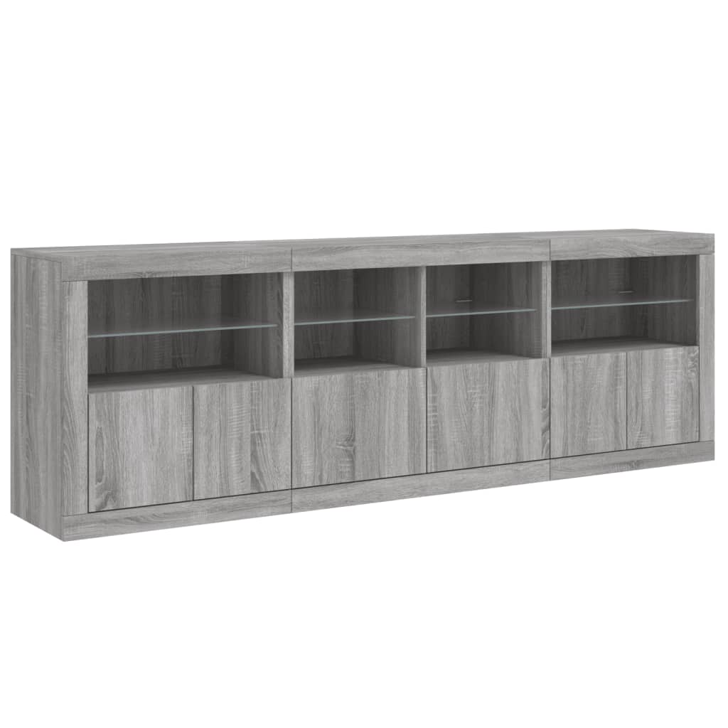 Dressoir met LED-verlichting 202x37x67 cm eikenkleurig