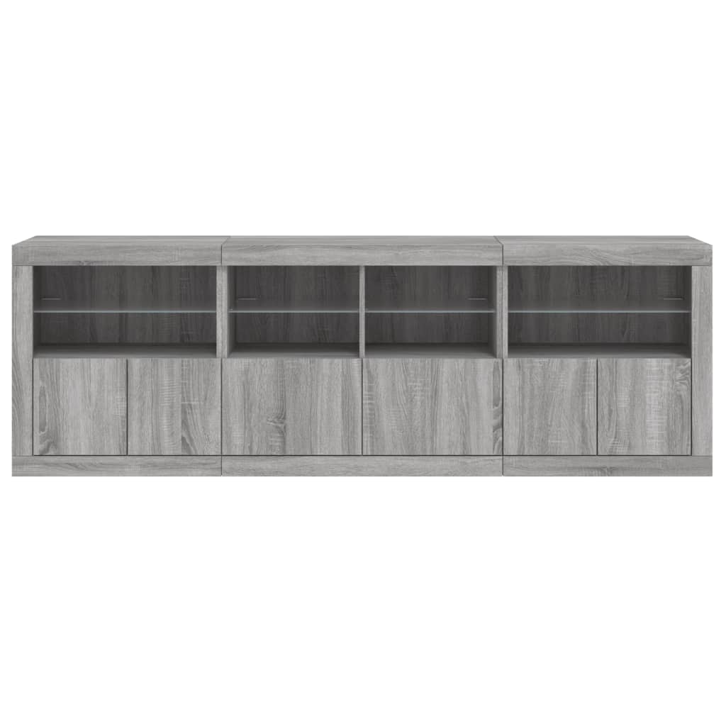 Dressoir met LED-verlichting 202x37x67 cm eikenkleurig