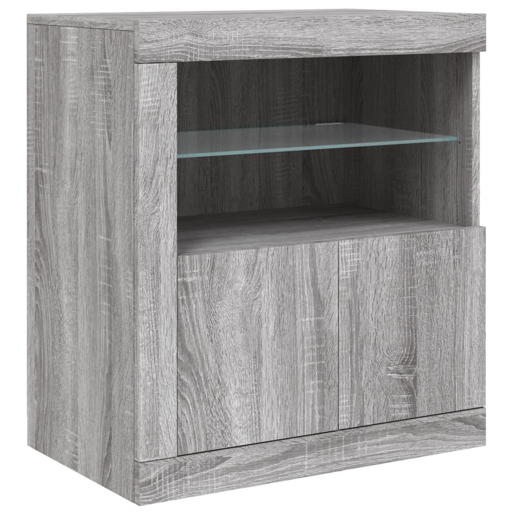 Dressoir met LED-verlichting 202x37x67 cm eikenkleurig