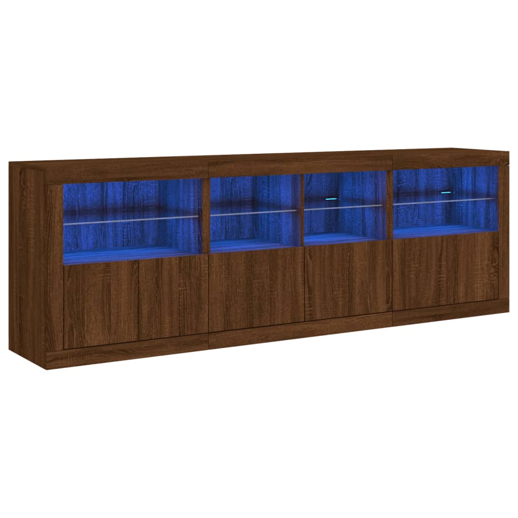 Dressoir met LED-verlichting 202x37x67 cm eikenkleurig