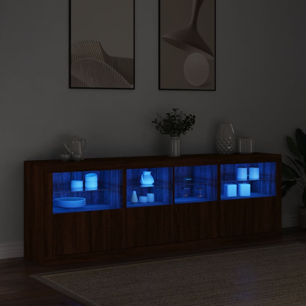 Dressoir met LED-verlichting 202x37x67 cm eikenkleurig