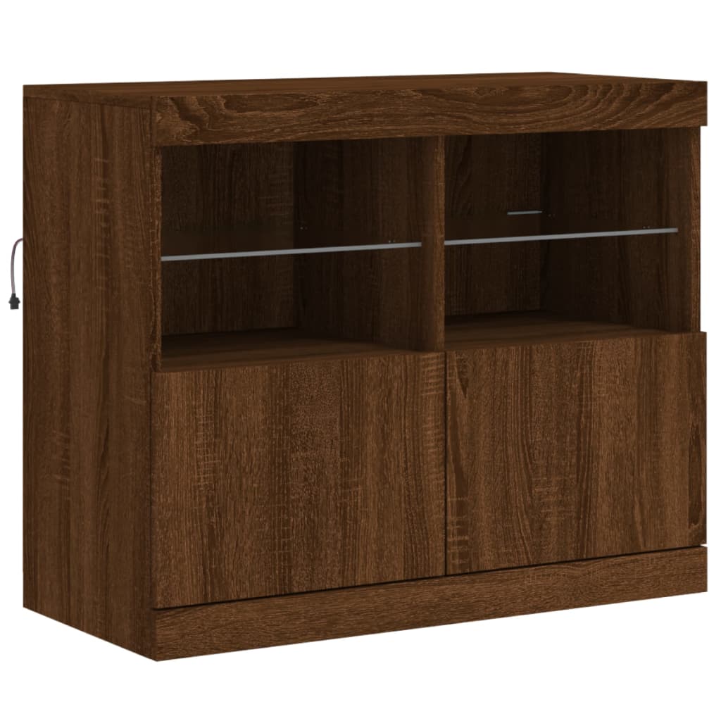 Dressoir met LED-verlichting 202x37x67 cm eikenkleurig