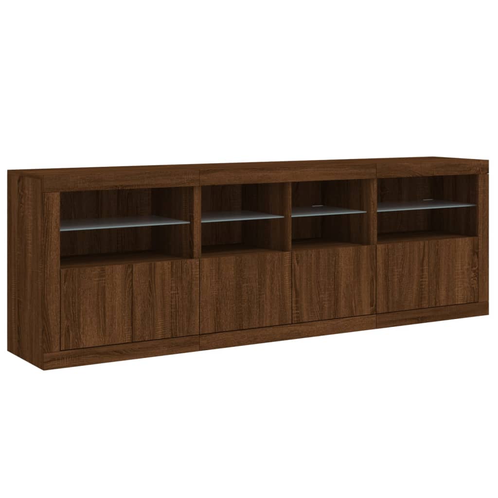 Dressoir met LED-verlichting 202x37x67 cm eikenkleurig